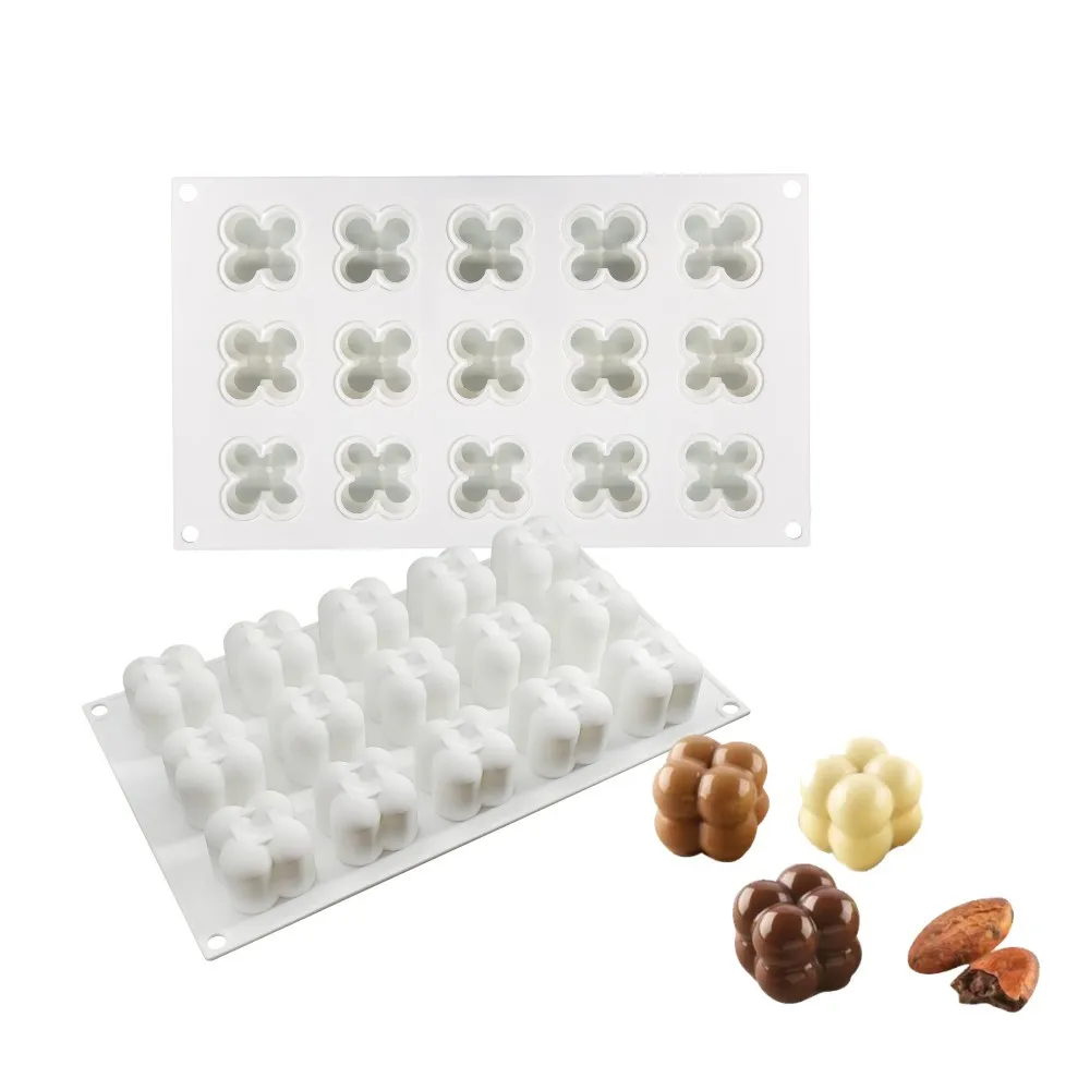 

QIQIPP New products 15 even small Rubik's cube mold Rubik's cube mousse jelly pudding silicone baking mold chocolate mold