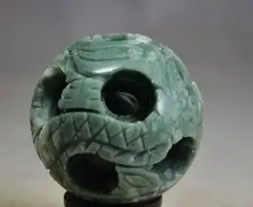 56 мм красивый китайский нефрит ручная работа резная 3-слойная головоломка шар и