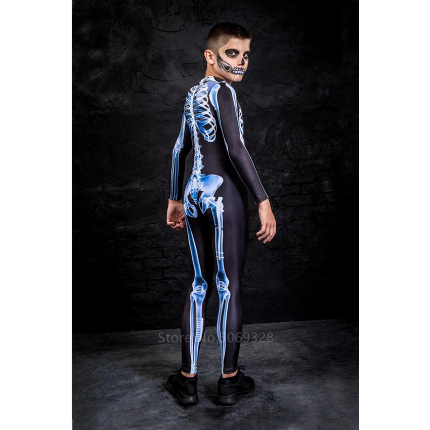 Новинка 2020 страшный костюм на Хэллоуин с черепом для детей скелет взрослых всей