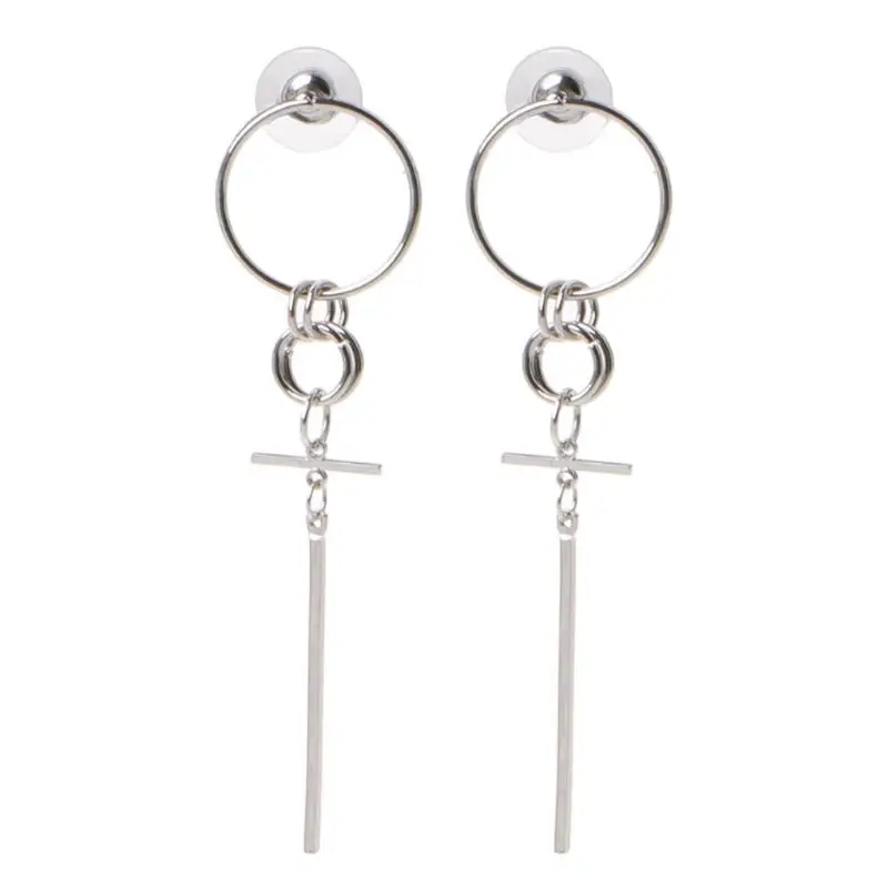 

1 Pair Silver Geometric Drop Earrings Korean Fashion Jewelry Unisex 652B