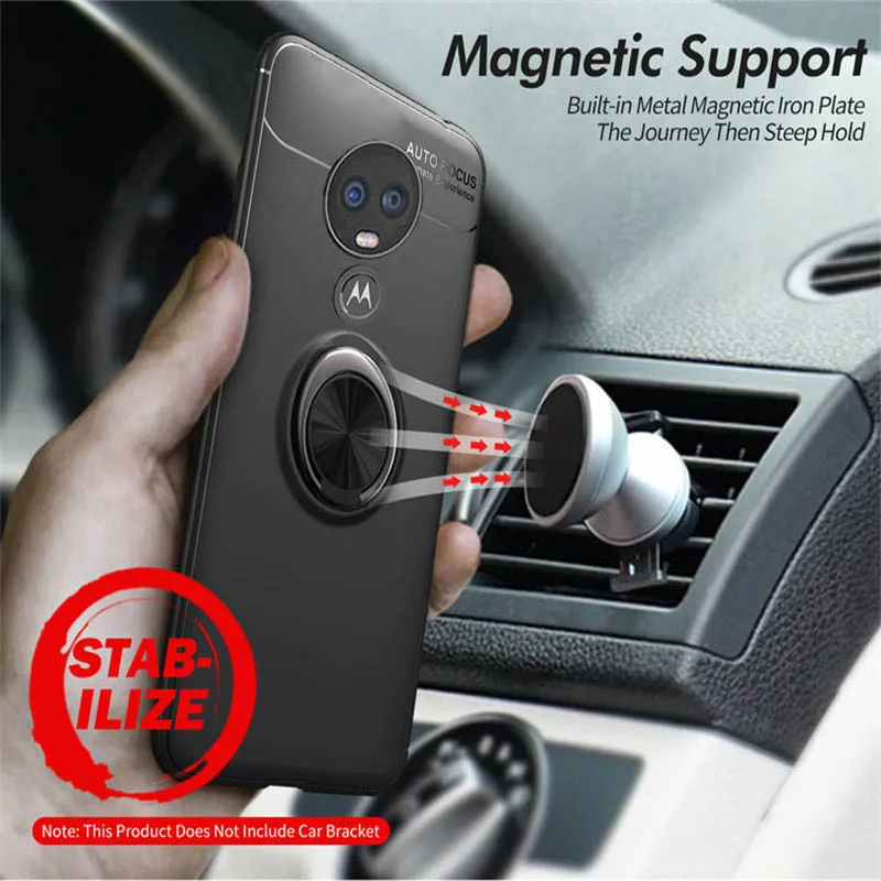 Luxury Car Holder Ring Shockproof Case For Motorola G7 Power Soft Full Cover Frame Phone Cases Moto Coque | Мобильные телефоны и