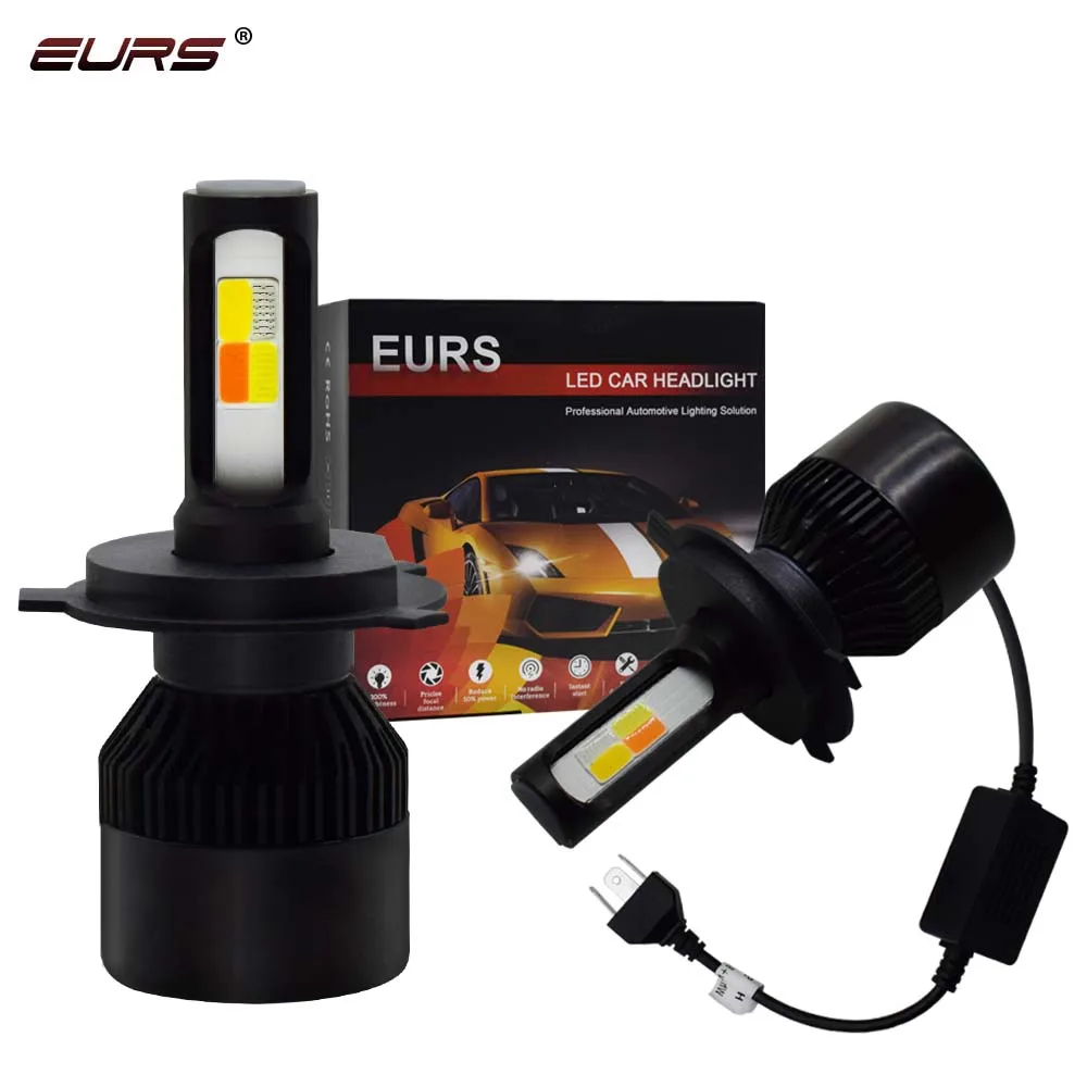 Автомобильный светодиодный светильник EURS 2 шт. 4 цвета H1 H7 H4 H8 H11 9005 HB3 9006 9007 H13 Canbus 60
