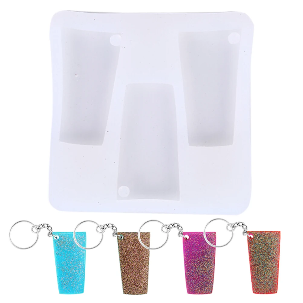 

DIY Shiny Water Glass Shape Silicone Tumbler Mold For Keychains Perforated Moulds Polymer Clay Epoxy Resin Mold