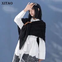xitao women wraps fashion new women irregular pleated goddess fan casual hollow out style minority autumn loose wraps wmd3270