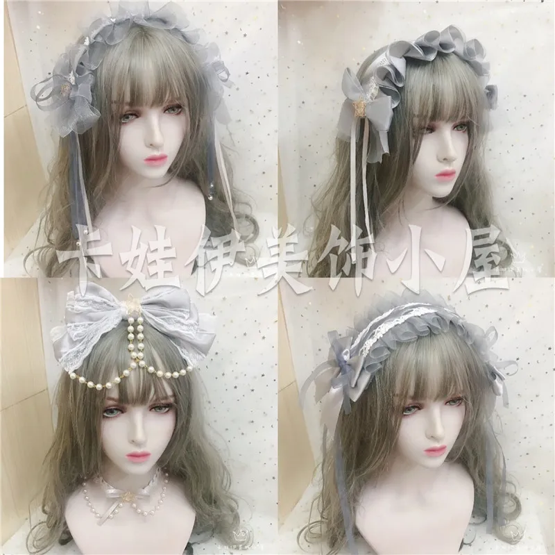 

Star picking Magic / Angel Street Handmade Hairband Headdress Cosplay Sweet Lolita KC Lace Bow Hairpin Side Clip Hair Accessory