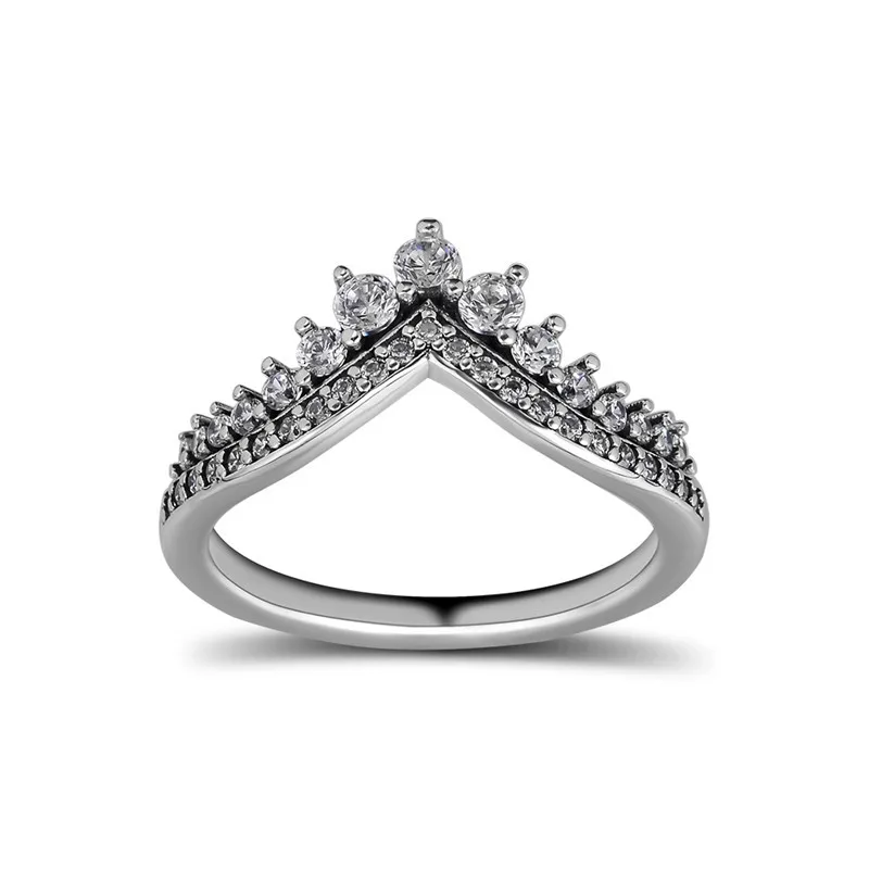 Princess Wish Crown Crystal Rings for Women Charm 925 Sterling Silver Jewelry Clear CZ Female Ring Jewellery Shine Girls | Украшения и
