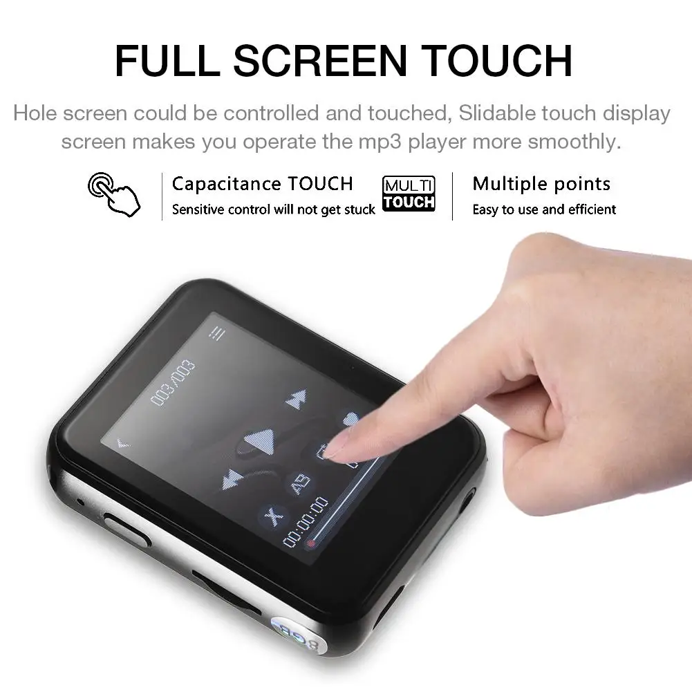 Портативный mp3 плеер 1 7 дюймов Bluetooth 4 0 8 ГБ/16 ГБ сенсорный экран MP4 ультратонкий Hi Fi