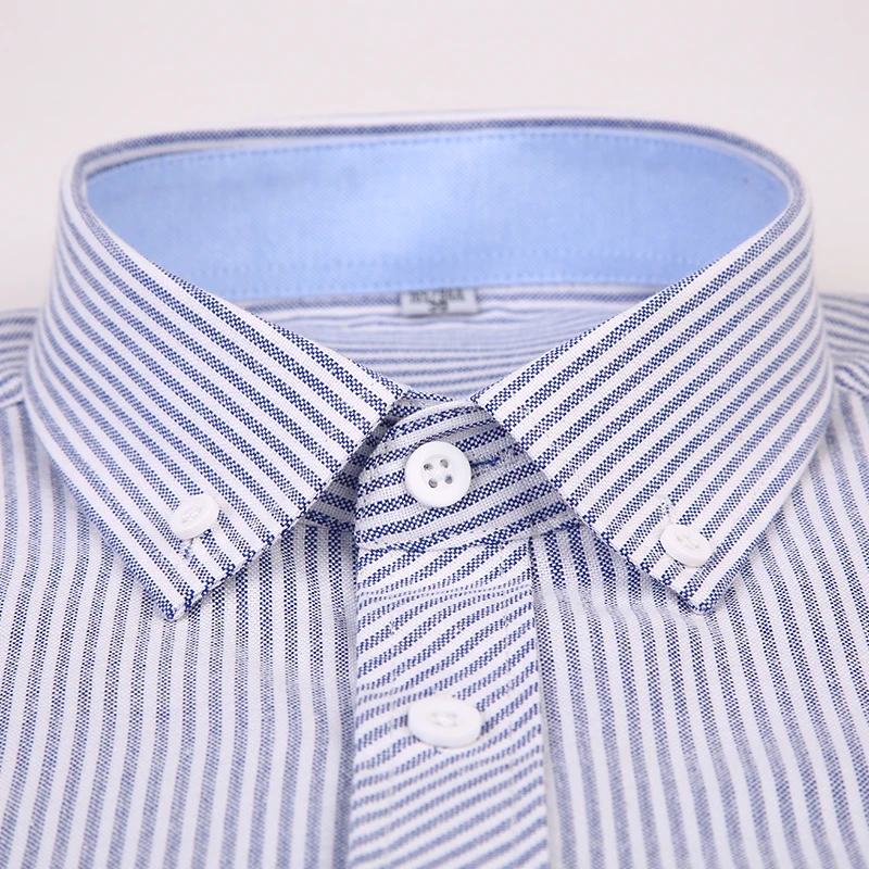 

Men's Long Sleeve Plaid Striped 100% Cotton Oxford Shirts Patch Pocket Button Down Casual Shirt High Quality Clothing