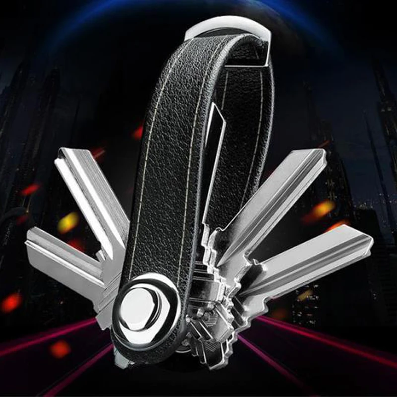 

New Leather Wallet Car Key Holder Organizer Keyring Key Chain Pouch Portable Compact Key Clip Creative Gifts For Men