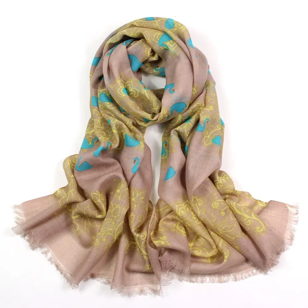 Новый 100% шарф из овечьей шерсти для женщин кашемировый шерстяной Пашмина Лебедь