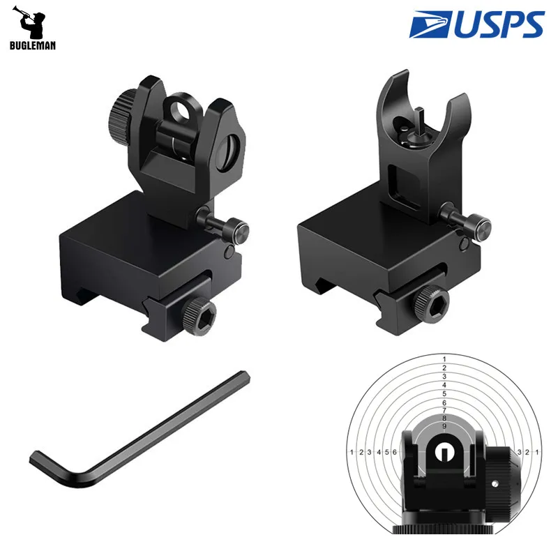 

Bugleman низкопрофильный Флип вверх передний и задний Железный прицел складной Железный тактический прицел устанавливается на планку Пикатин...