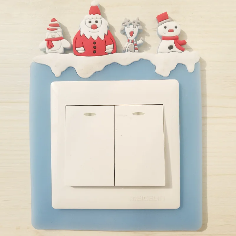 snowman1 Мультяшные моющиеся светящиеся Сменные наклейки на стену, гостиной, Рождественские декоративные наклейки на розетку - Цвет: snowman1