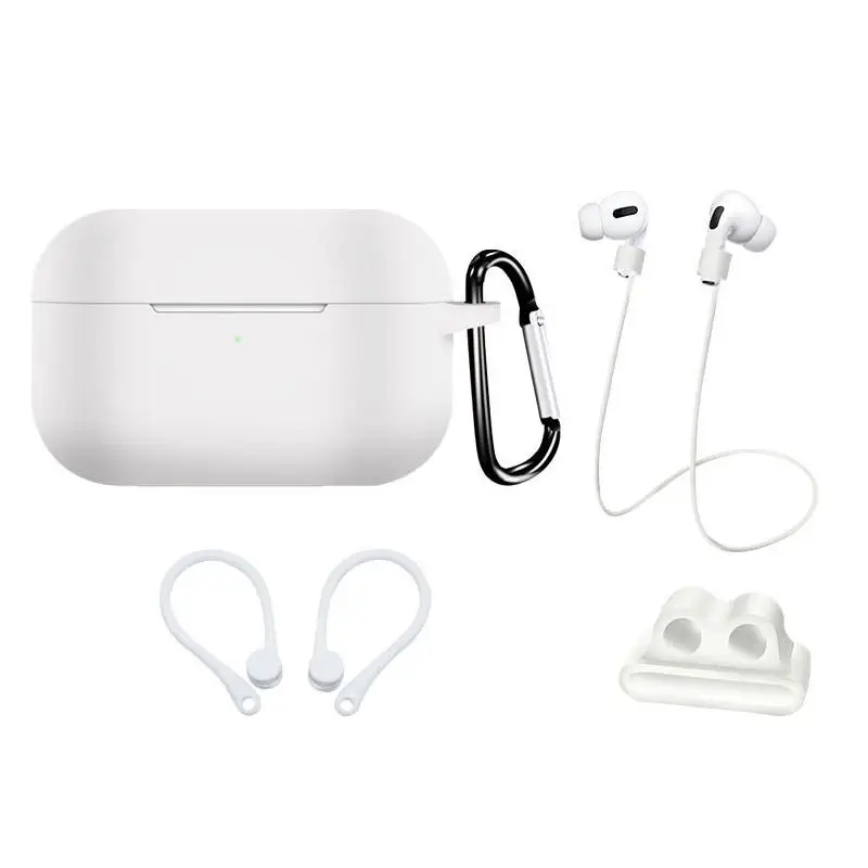5 в 1 защитный чехол для наушников AirPods Pro Мягкий силиконовый + карабин ремень
