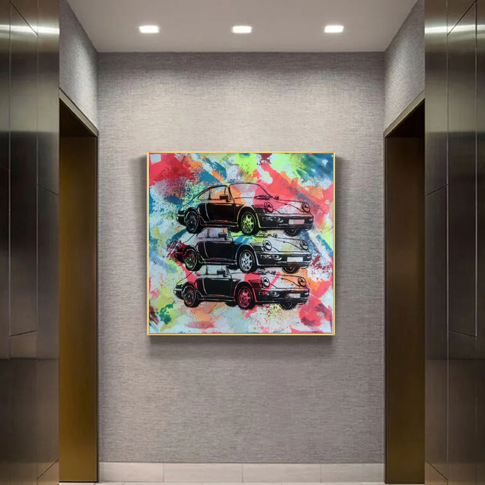 Акварель граффити роскошный спортивный автомобиль абстрактные картины Wall Art