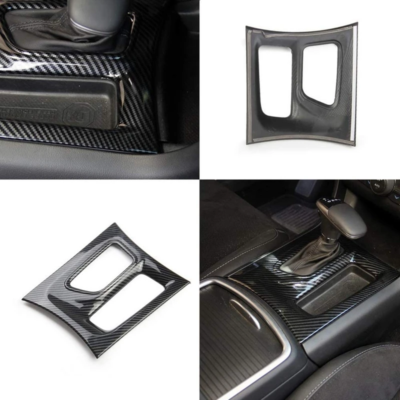

Car Carbon Fiber Cup Holder Cover Trim for Dodge Charger 2015-2020 Accessories Center Console Gear Shift Trim Panel