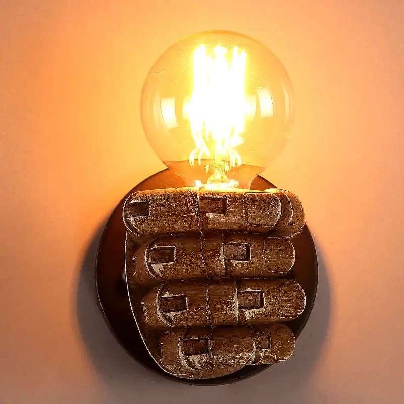 Настенный светильник Ретро правая рука кулак Смола Лофт промышленный ветер