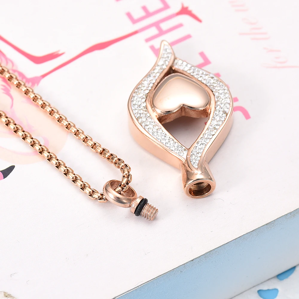 

LL019 Cyrtsal Teardrop Stainless Steel Keepsake Jewelry Hold Engrvable Heart Cremation Urn Pendant Necklace For Memorial Ashes