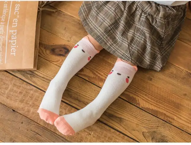 Pink fox Детские гетры; ; Детские гетры до колена с рисунком Тоторо для маленьких девочек; хлопковые гетры до колена с принтом лисы - Цвет: Pink fox