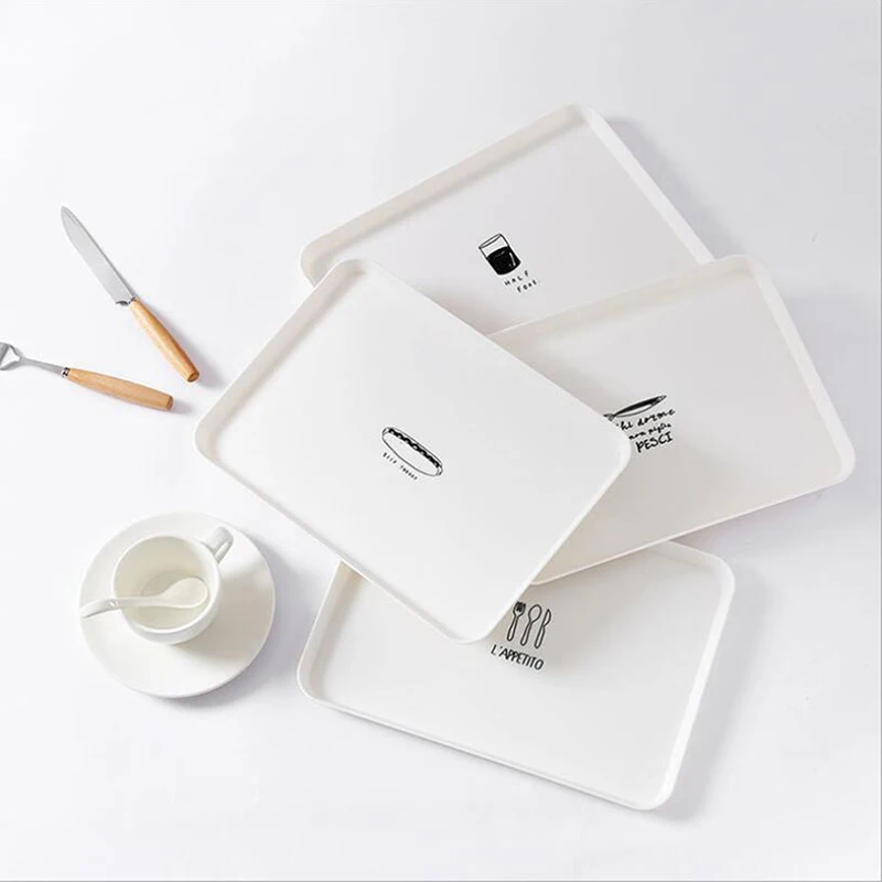 Прямоугольная простая тарелка для завтрака в скандинавском стиле пластиковый