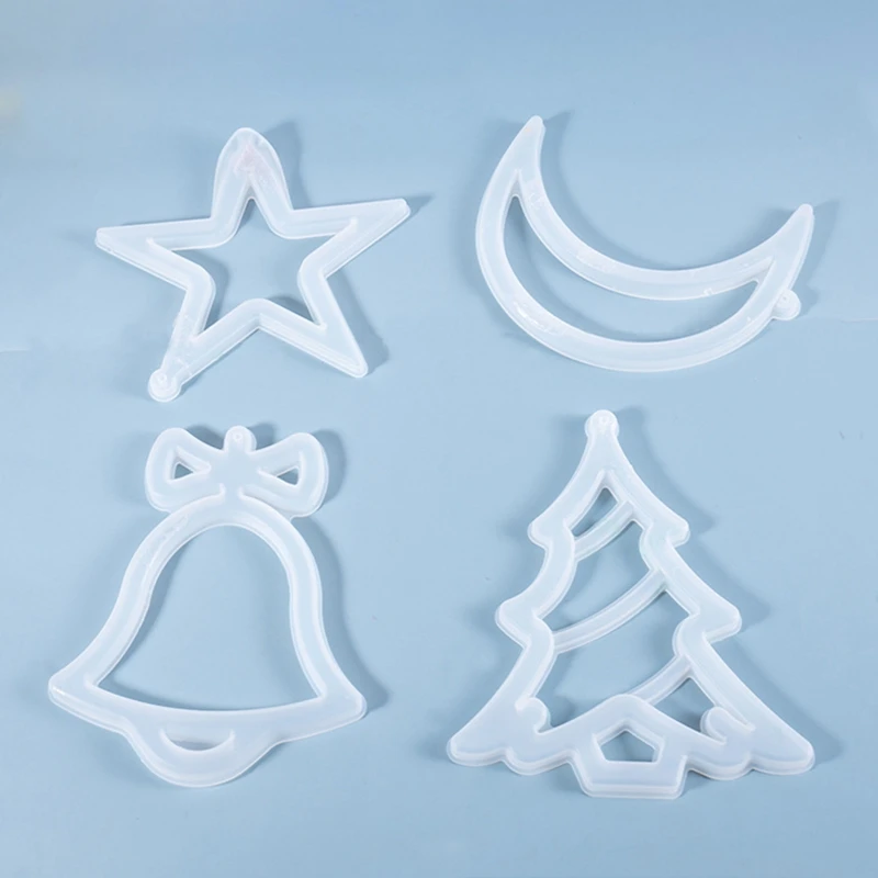 

6Pcs Christmas Pendants Casting Silicone Mould Crystal Epoxy Resin Mold DIY Tool B36D