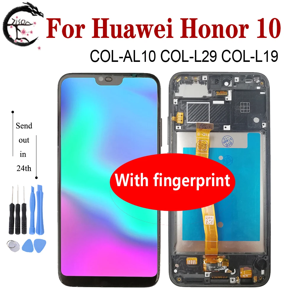ЖК-дисплей с рамкой для Huawei Honor 10, дисплей женский, сенсорный экран с дигитайзером в сборе, honor10, ЖК-дисплей протестирован, ок 5,84