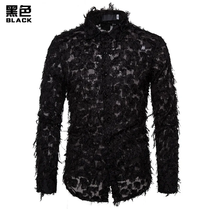 Мужская рубашка с имитацией перьев вечерние приталенные рубашки длинным рукавом