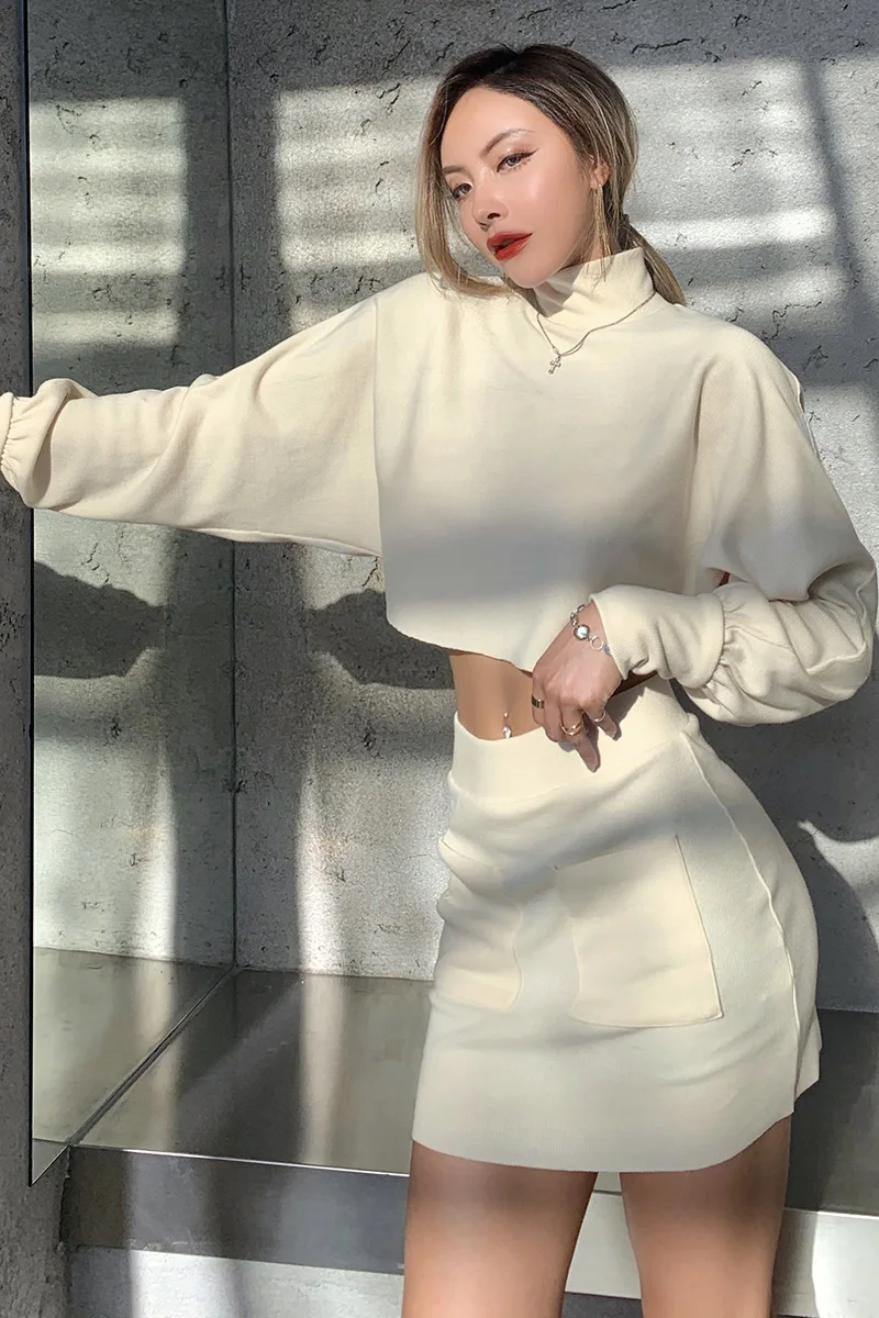 

loose and slim fashion suit women ins new two piece skirt with high waist and buttocks