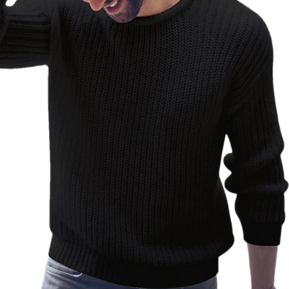 

Men Autumn Winter Solid Color O Neck Long Sleeve Knitted Sweater Pullover Top
