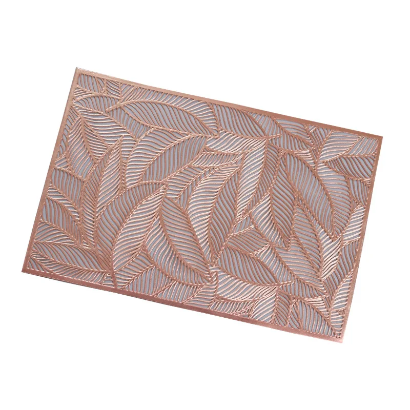 

1 Pcs PVC Gilding Placemat Non Slip Heat Insulation Leaf Mat Family Party Wedding Decoration Kitchen Mat Table Mat Coaster