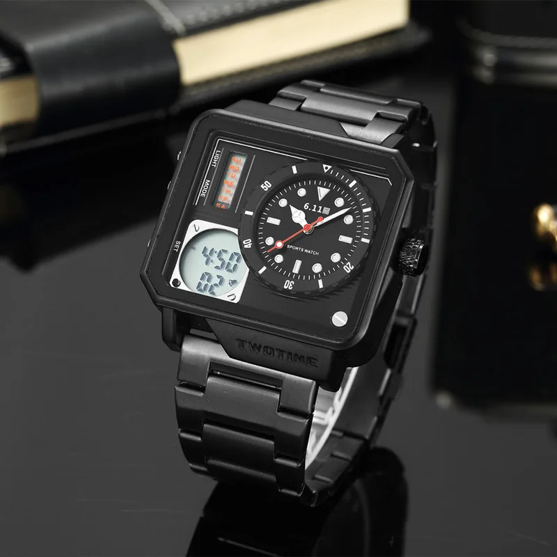 Часы со стальным ремешком золотые часы многофункциональные спортивные с