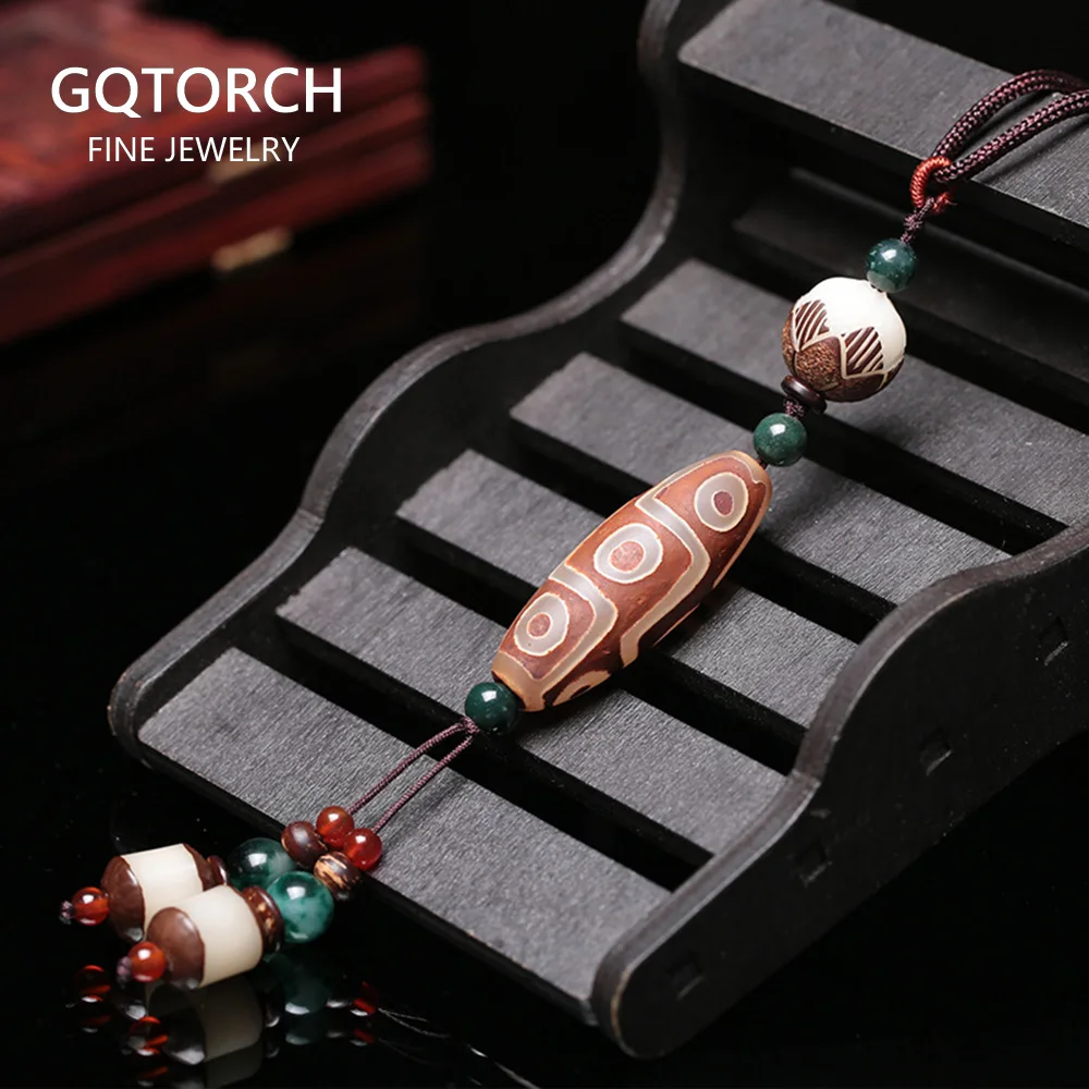 Натуральный оникс Тибетский дзи 9 глаз Свитер Цепочка кулон ожерелье для мужчин и