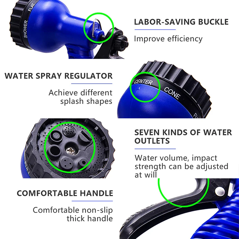 Растяжимый садовый шланг расширяемый гибкий водяной пластиковый пистолет