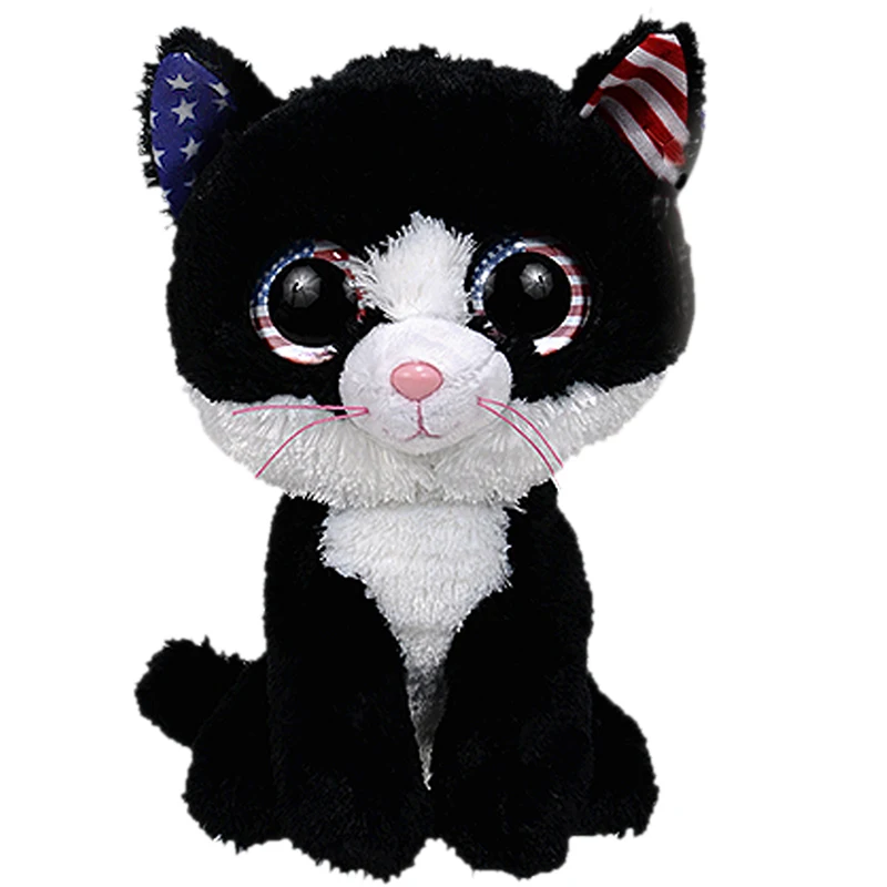 Ty Beanie набивная кукла-животное Tabby розовый черный кот Cleo украшение для домашнего