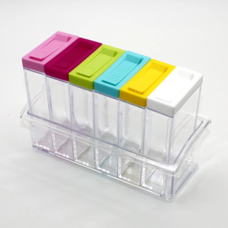 Spice Jar Seasoning Box 6Pcs/Set Kitchen Storage Bottle Jars Transparent Salt Pepper Cumin Powder Tools Drop ship | Дом и сад