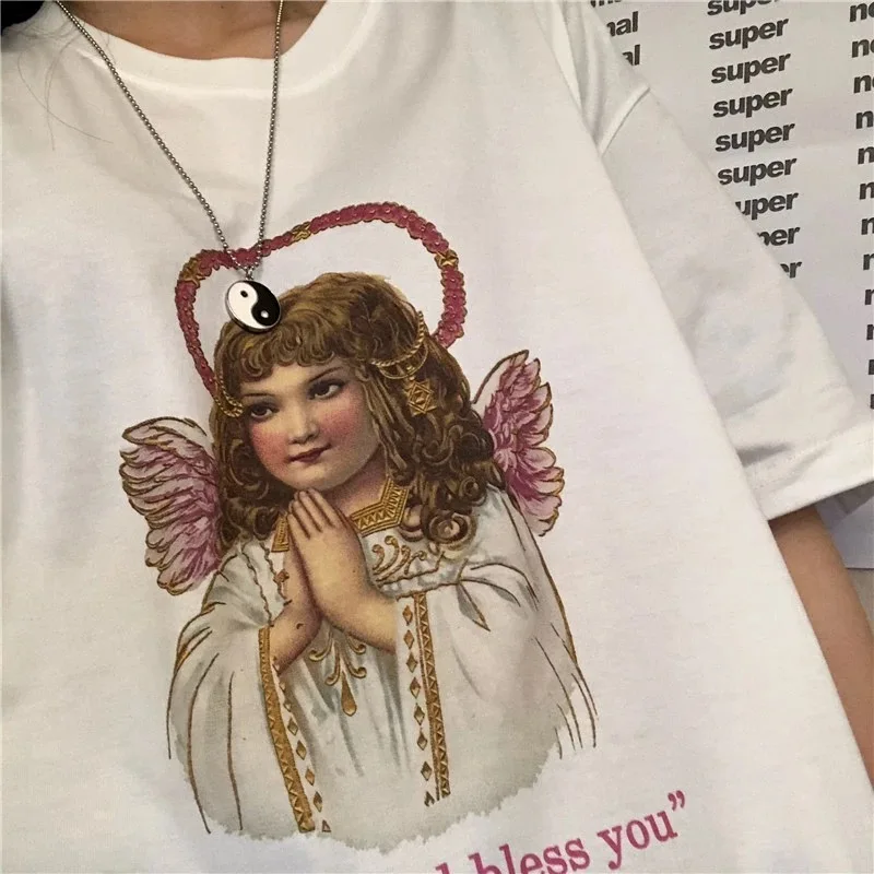 

T Shirt Aesthetic Gothic Punk cartoon Short Sleeve O Neck Tops Women Summer Loose Oversize Streetwear Tshirt