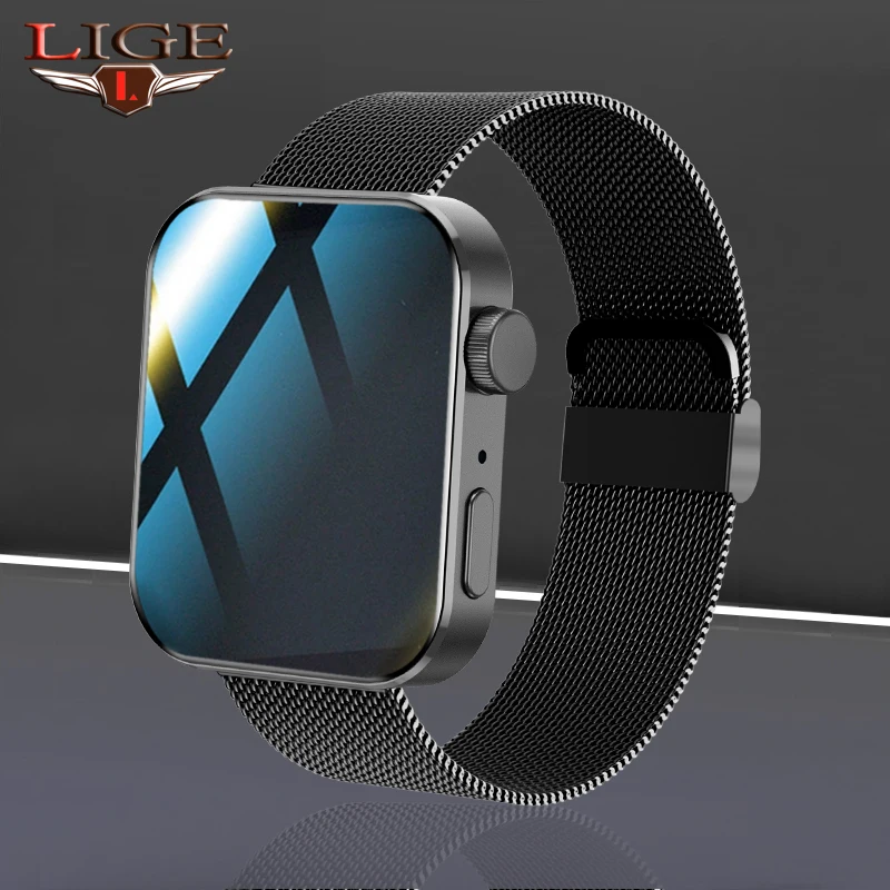 

LIGE New Men Smart Watch 1.72 inch Bluetooth Call Fitness Tracker Heart Rate Monitor Waterproof Women Smartwatch For Android IOS