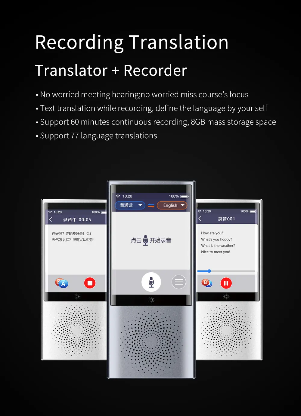 Boeleo global smart AI переводчик голоса мгновенный портативный vidro bateria несколько языков multilingue de voyage de voz одновременно