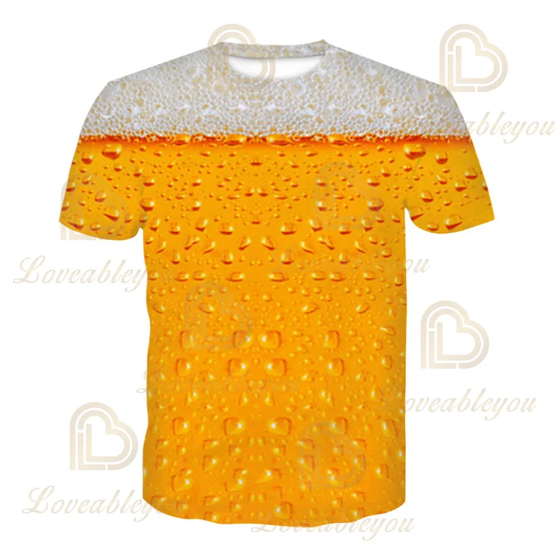 

Summer Specials Men T-shirt Goth Shirt Beer Short Sleevestriped T Shirt Men O-Neck Tops Tees Funny 3D Printed Streetwear Tshirt