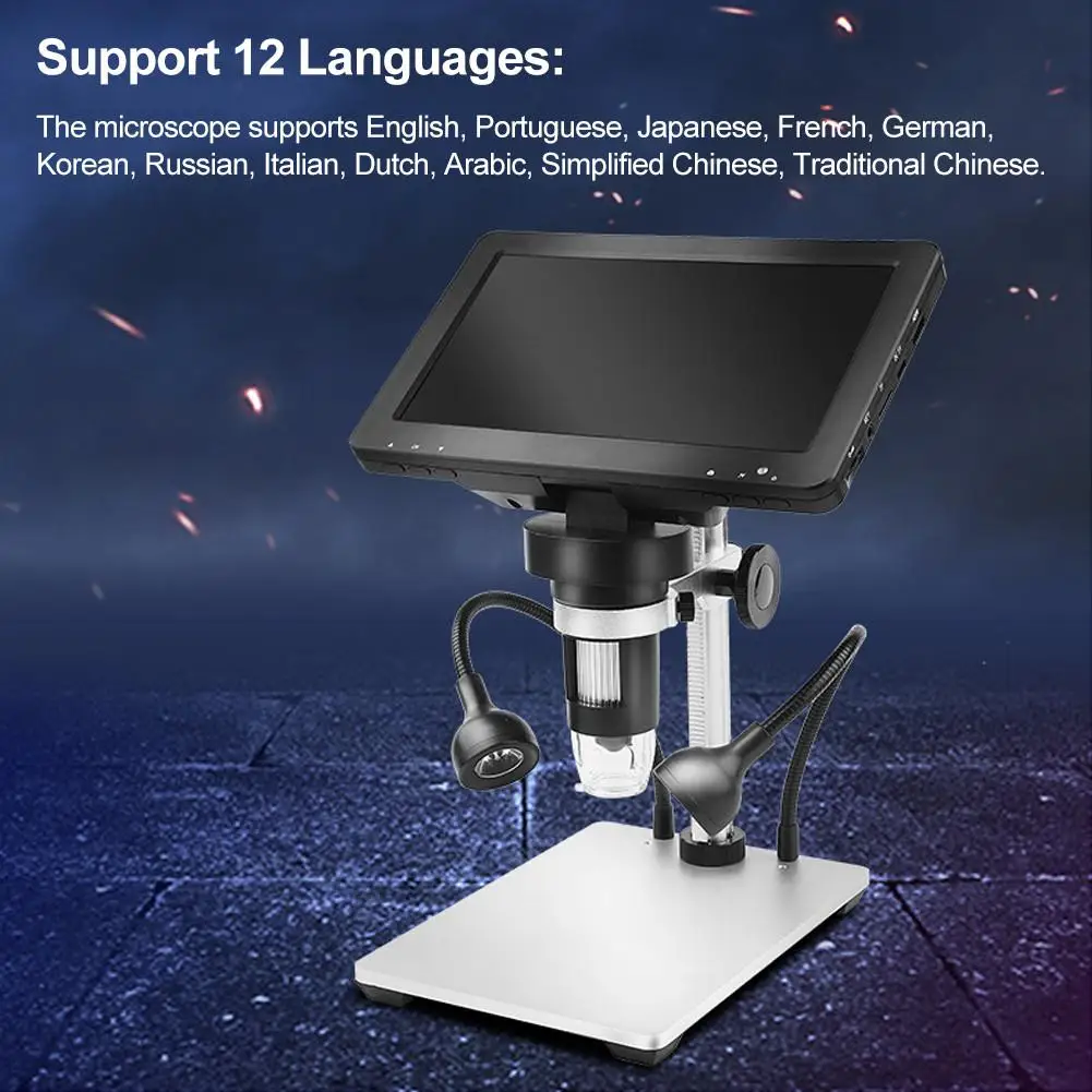 Цифровой микроскоп с увеличением 1200х и HD экраном 7 дюймов подходит для изучения