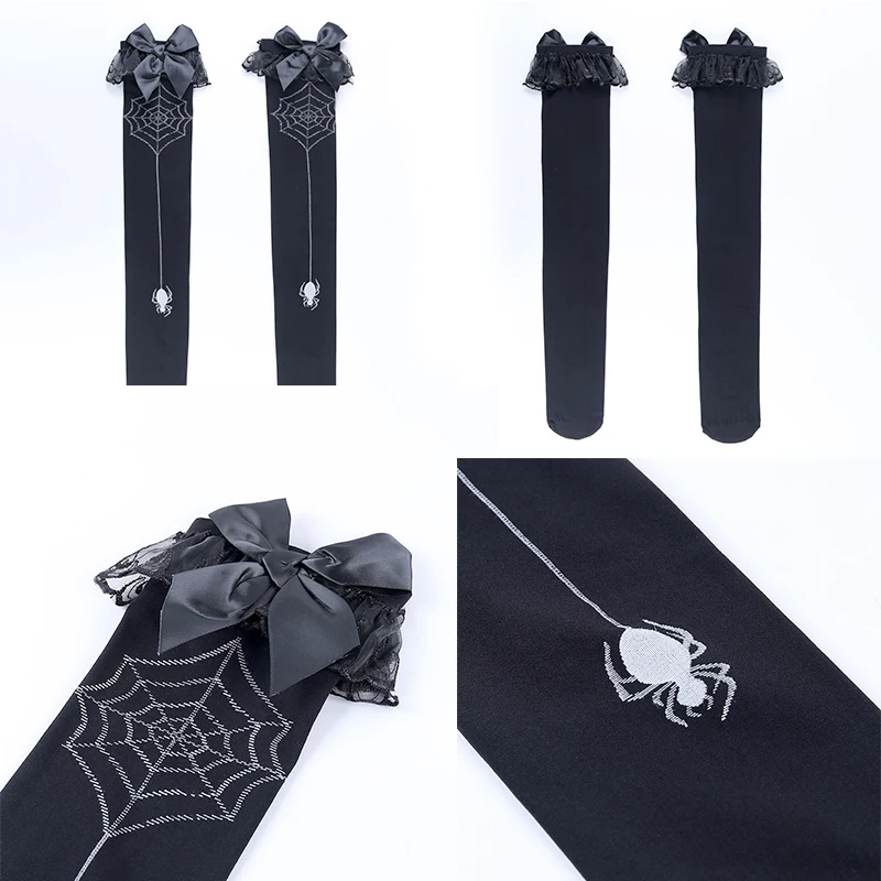

Fashion Spider With Net Print Stockings Velvet Thigh High Stockings for Women One Size SK88