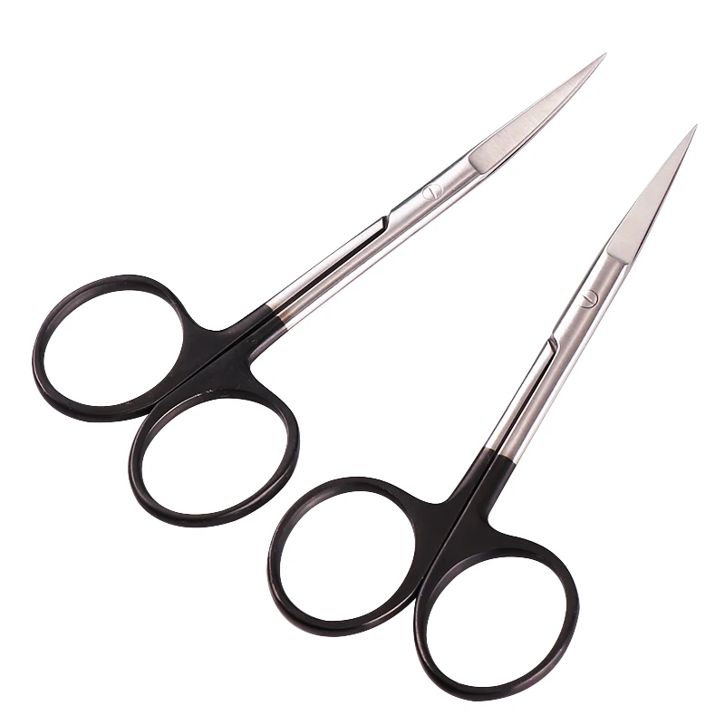

Ophthalmic scissors 10 cm black handle open corners of the eyes lengthened edge sharp straight curved express scissors