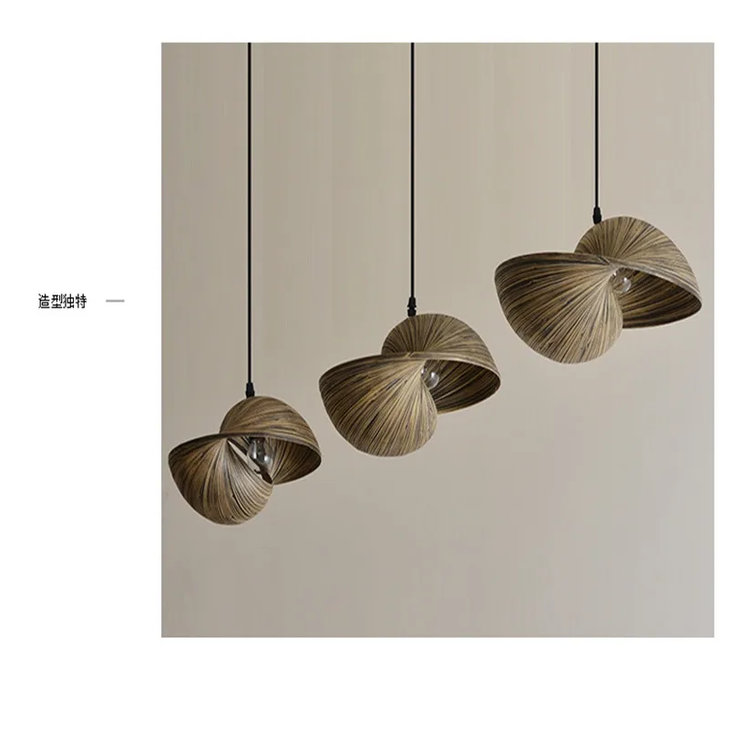 Chinese Style Bamboo Braided Light Single Head Fishing Line Chandelier Creative Personality Restaurant Shell Small | Лампы и освещение