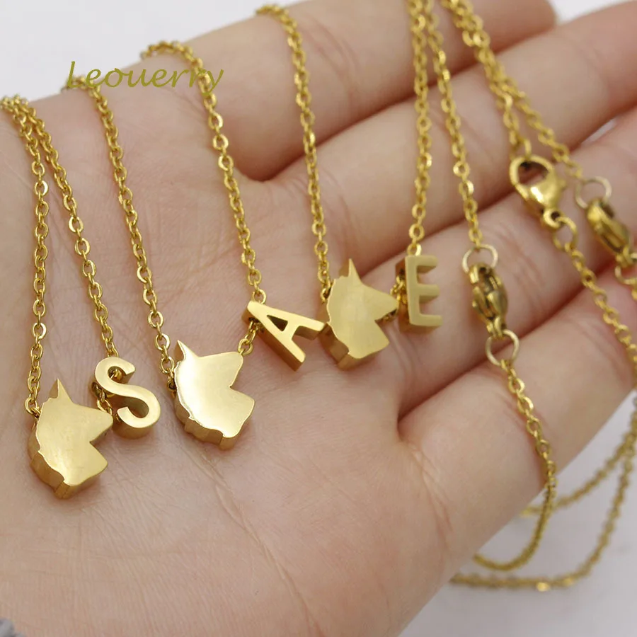 Leouerry 26 первоначальных букв из нержавеющей стали милый амулет в виде единорога