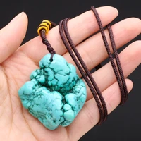 hot selling natural fashion stone semi precious stone turquoise pendant diy jewelry accessories 30 40mm