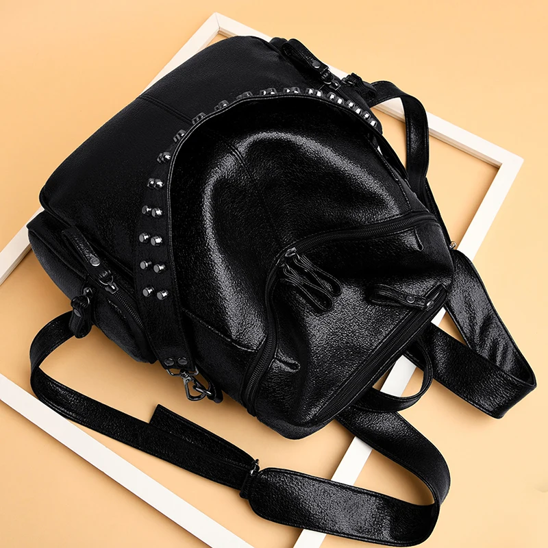 

Toposhine 2020 Rivets Women Backpacks Fashion PU Leather Lady Backpack High Quality Fashion Girls Backpack Cute Retro School Bag