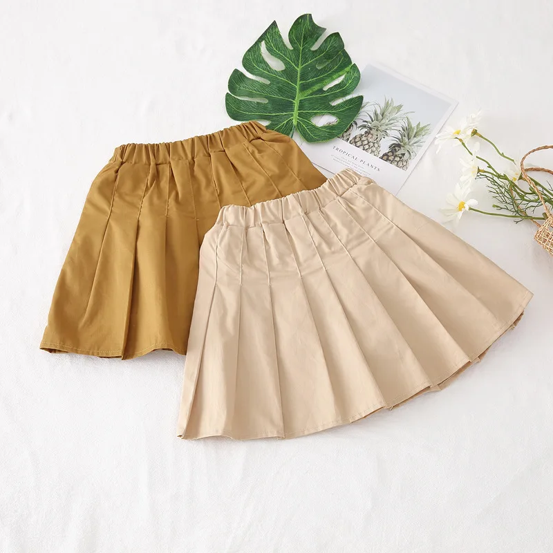 

Baby Toddler Children Clothing School Pleated Girls Skirt Fashion Cotton Skirts Kids Summer Skirt Child Clothes with shorts