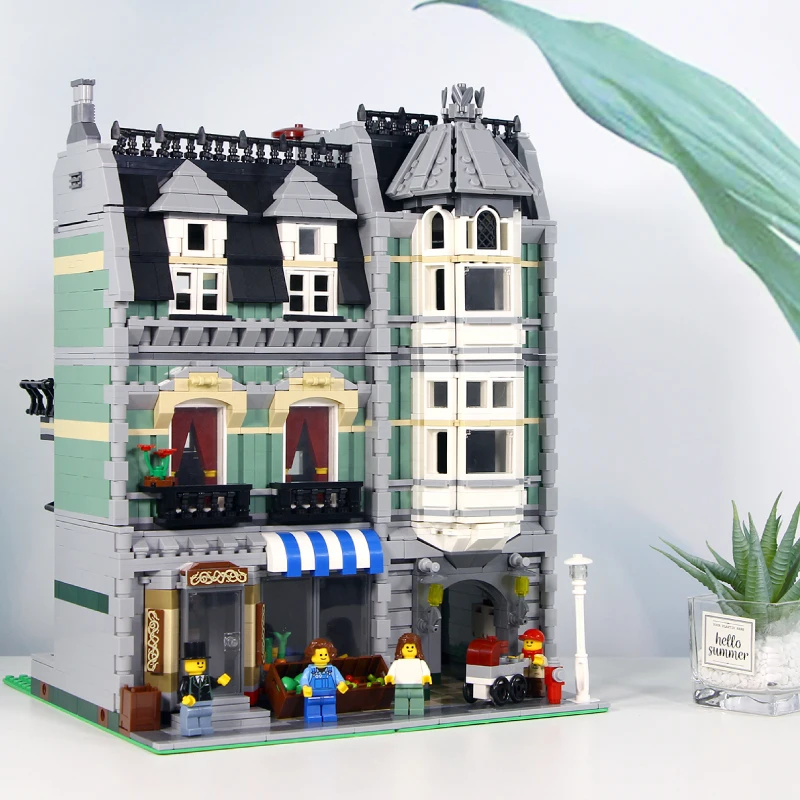 2300 + шт набор городская улица вид зеленых бакалейщик 10185 15008 строительные блоки