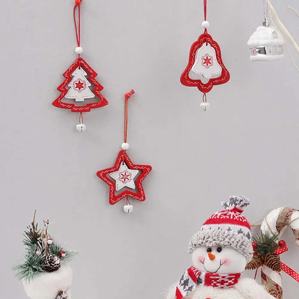 

Christmas Decoration 2Pcs Hanging Pendant Lightweight Nice-looking Portable Star Christmas Tree Bell Shape Pendant for Home