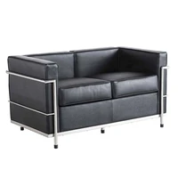 black leather sofa chair double seat sofa home living room office furniture suitable business reception meeting room