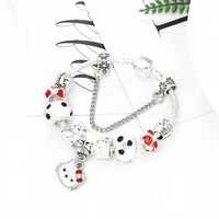 new cute white bear bead kitty pendant girls bracelet street crystal big hole beaded childrens jewelry childrens lovers gift